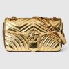 GG MARMONT SMALL SHOULDER METALLIC GOLD BAG