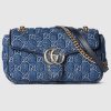 GG MARMONT SMALL SHOULDER BLUE DENIM BAG