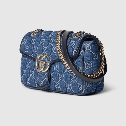 GG MARMONT SMALL SHOULDER BLUE DENIM BAG