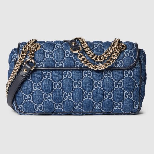 GG MARMONT SMALL SHOULDER BLUE DENIM BAG