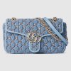 GG MARMONT SMALL SHOULDER BLUE TWEED BAG