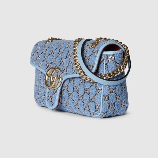 GG MARMONT SMALL SHOULDER BLUE TWEED BAG