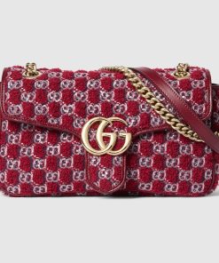 GG MARMONT SMALL SHOULDER RED TWEED BAG