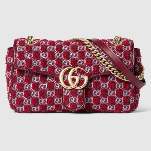 GG MARMONT SMALL SHOULDER RED TWEED BAG