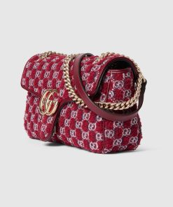 GG MARMONT SMALL SHOULDER RED TWEED BAG