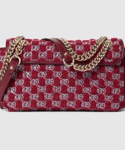 GG MARMONT SMALL SHOULDER RED TWEED BAG