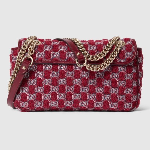 GG MARMONT SMALL SHOULDER RED TWEED BAG