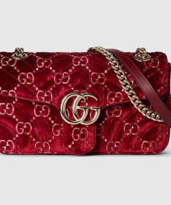 GG MARMONT SMALL ROSSO ANCORA VELVET BAG