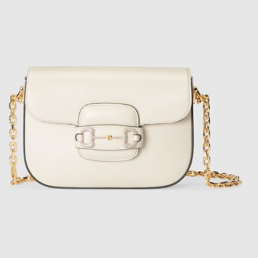 GUCCI HORSEBIT 1955 MINI WHITE SHOULDER BAG