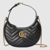 GG MARMONT MINI BLACK LEATHER SHOULDER BAG