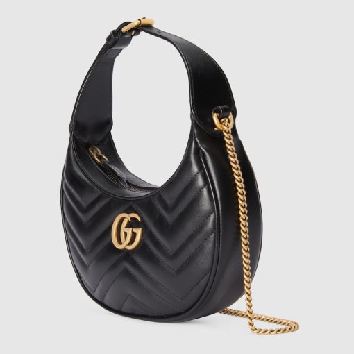 GG MARMONT MINI BLACK LEATHER SHOULDER BAG