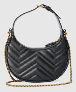 GG MARMONT MINI BLACK LEATHER SHOULDER BAG