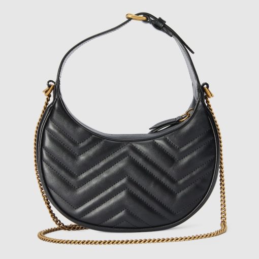 GG MARMONT MINI BLACK LEATHER SHOULDER BAG