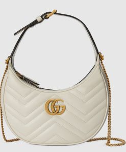 GG MARMONT MINI WHITE LEATHER SHOULDER BAG