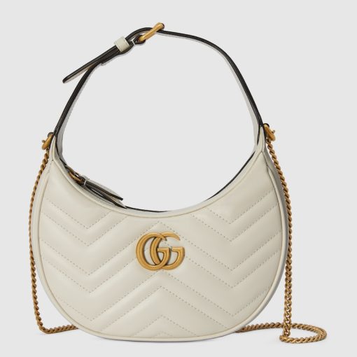 GG MARMONT MINI WHITE LEATHER SHOULDER BAG