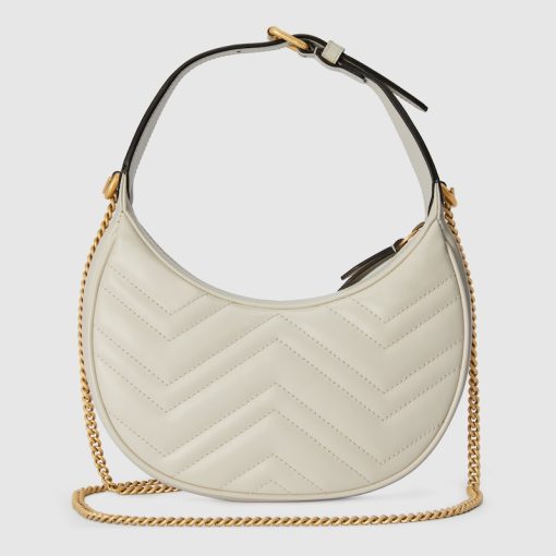 GG MARMONT MINI WHITE LEATHER SHOULDER BAG