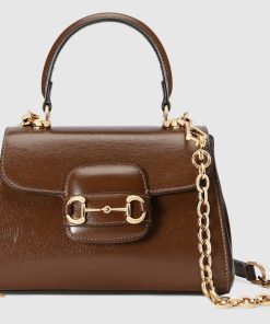 GUCCI HORSEBIT 1955 MINI TOP LIGHT BROWN HANDLE BAG