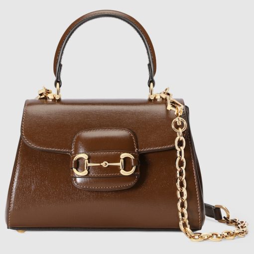 GUCCI HORSEBIT 1955 MINI TOP LIGHT BROWN HANDLE BAG