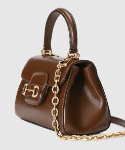 GUCCI HORSEBIT 1955 MINI TOP LIGHT BROWN HANDLE BAG