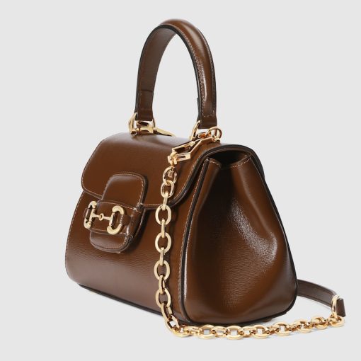 GUCCI HORSEBIT 1955 MINI TOP LIGHT BROWN HANDLE BAG