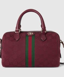 OPHIDIA SMALL TOP HANDLE BAG ROSSO ANCORA RED CANVAS