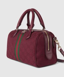 OPHIDIA SMALL TOP HANDLE BAG ROSSO ANCORA RED CANVAS