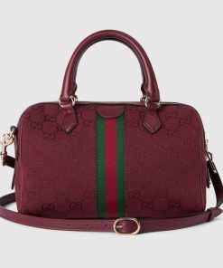 OPHIDIA SMALL TOP HANDLE BAG ROSSO ANCORA RED CANVAS