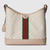 OPHIDIA MEDIUM SHOULDER BAG BEIGE AND WHITE