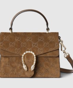 DIONYSUS MINI TOP HANDLE BROWN GG SUEDE BAG