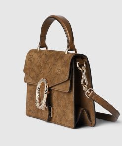 DIONYSUS MINI TOP HANDLE BROWN GG SUEDE BAG