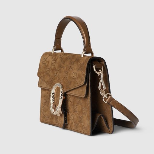 DIONYSUS MINI TOP HANDLE BROWN GG SUEDE BAG