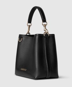 GG EMBLEM MINI BUCKET BLACK BAG