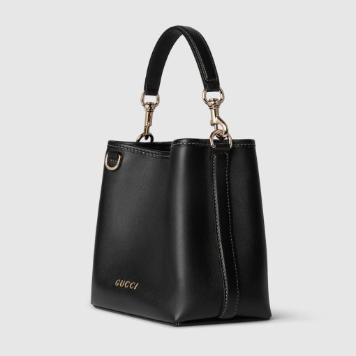 GG EMBLEM MINI BUCKET BLACK BAG