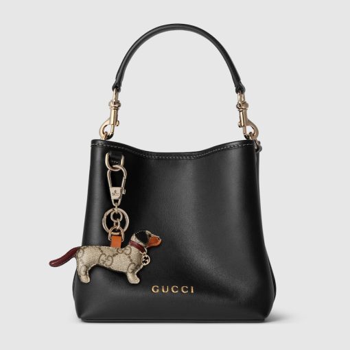 GG EMBLEM MINI BUCKET BLACK BAG