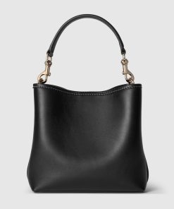 GG EMBLEM MINI BUCKET BLACK BAG