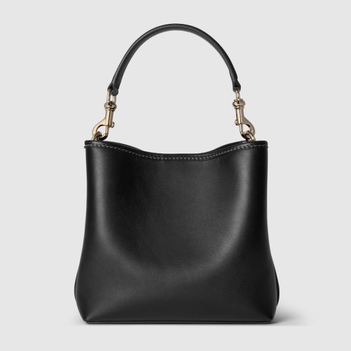 GG EMBLEM MINI BUCKET BLACK BAG