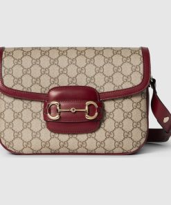 GUCCI HORSEBIT 1955 SMALL BEIGE AND ROSSO BAG