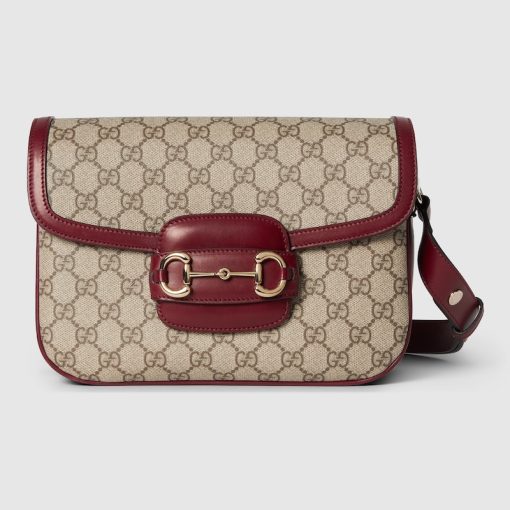 GUCCI HORSEBIT 1955 SMALL BEIGE AND ROSSO BAG