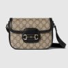 GUCCI HORSEBIT 1955 BEIGE AND DARK BROWN FABIC MINI BAG