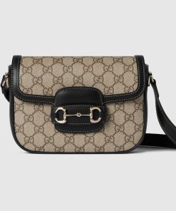 GUCCI HORSEBIT 1955 BEIGE AND DARK BROWN FABIC MINI BAG