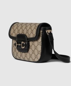 GUCCI HORSEBIT 1955 BEIGE AND DARK BROWN FABIC MINI BAG