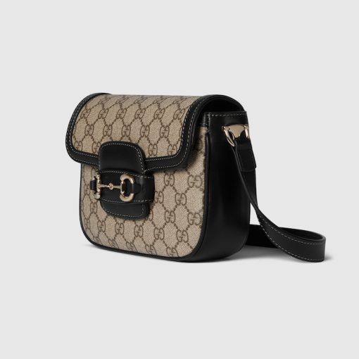 GUCCI HORSEBIT 1955 BEIGE AND DARK BROWN FABIC MINI BAG