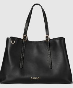 GG EMBLEM MEDIUM TOTE BLACK BAG