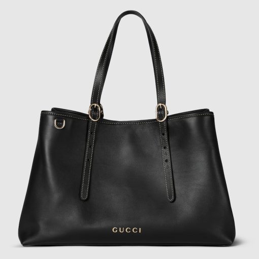 GG EMBLEM MEDIUM TOTE BLACK BAG