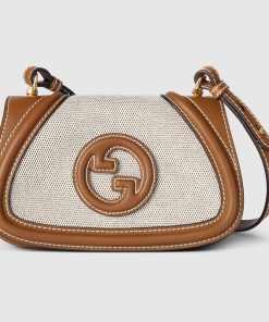 GUCCI BLONDIE MINI SHOULDER NATURAL CANVAS BAG