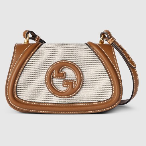 GUCCI BLONDIE MINI SHOULDER NATURAL CANVAS BAG