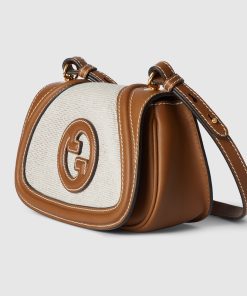 GUCCI BLONDIE MINI SHOULDER NATURAL CANVAS BAG