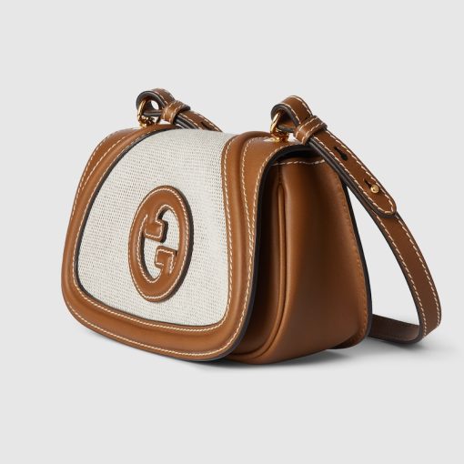 GUCCI BLONDIE MINI SHOULDER NATURAL CANVAS BAG