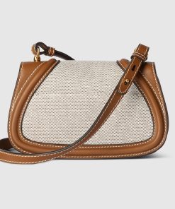 GUCCI BLONDIE MINI SHOULDER NATURAL CANVAS BAG