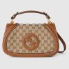 GUCCI BLONDIE SMALL TOP HANDLE BEIGE AND DARK BROWN BAG